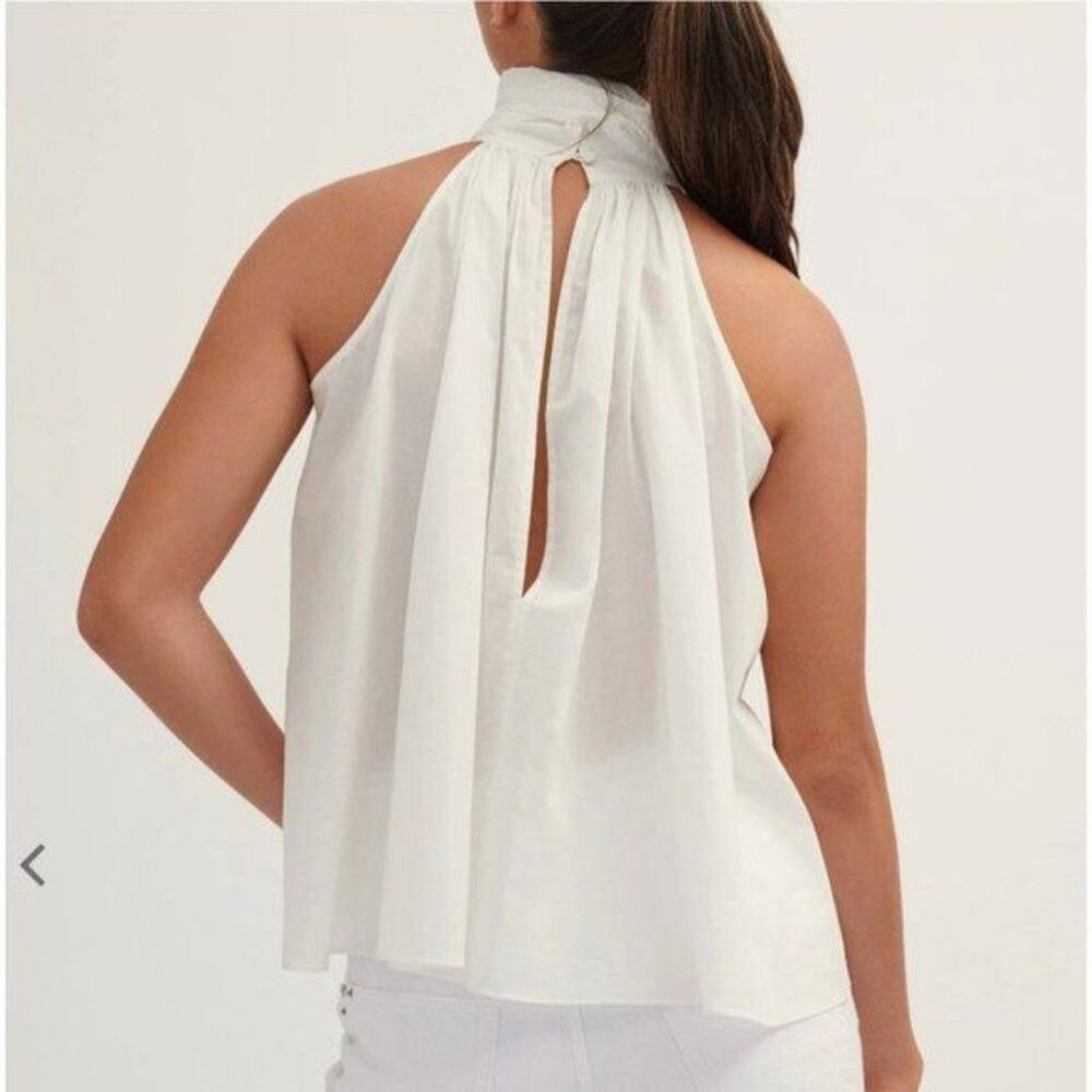 CARESTE Hearst Top White Sleeveless Poplin Boxy Fit, 16 - $395 - Picture 2 of 9